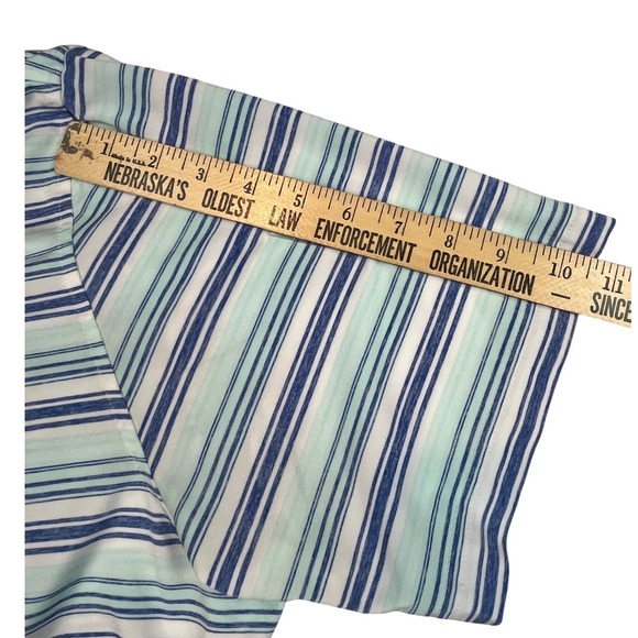 Johnnie-O EUC Polo Shirt Men's XL Blue Green Striped Dutton JMPO5110 Cay color - Picture 8 of 11